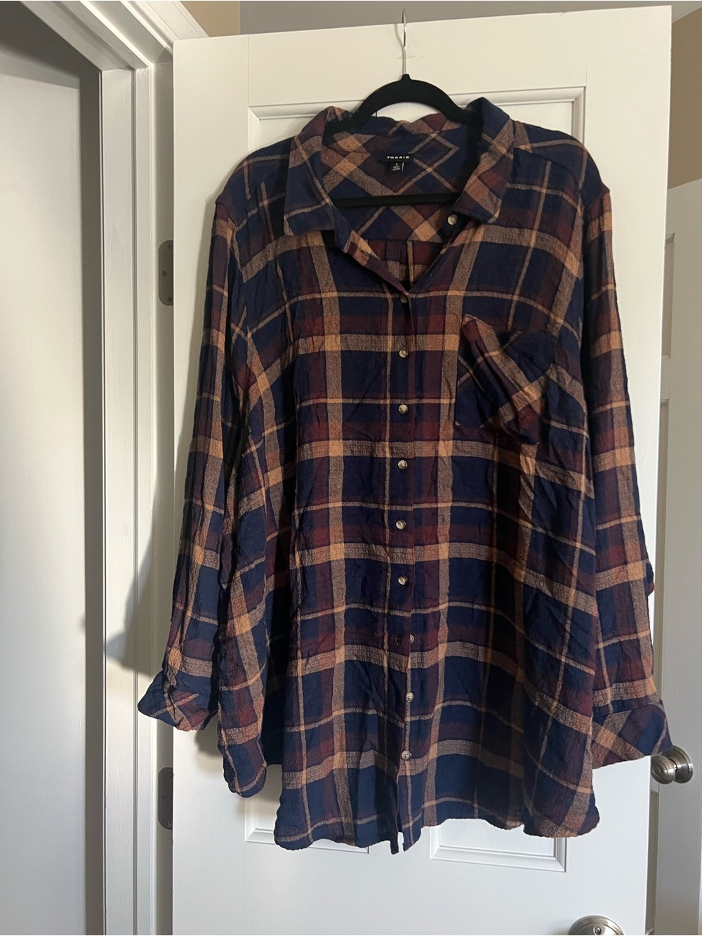 torrid Navy, Rust and Cream Plaid Shirt